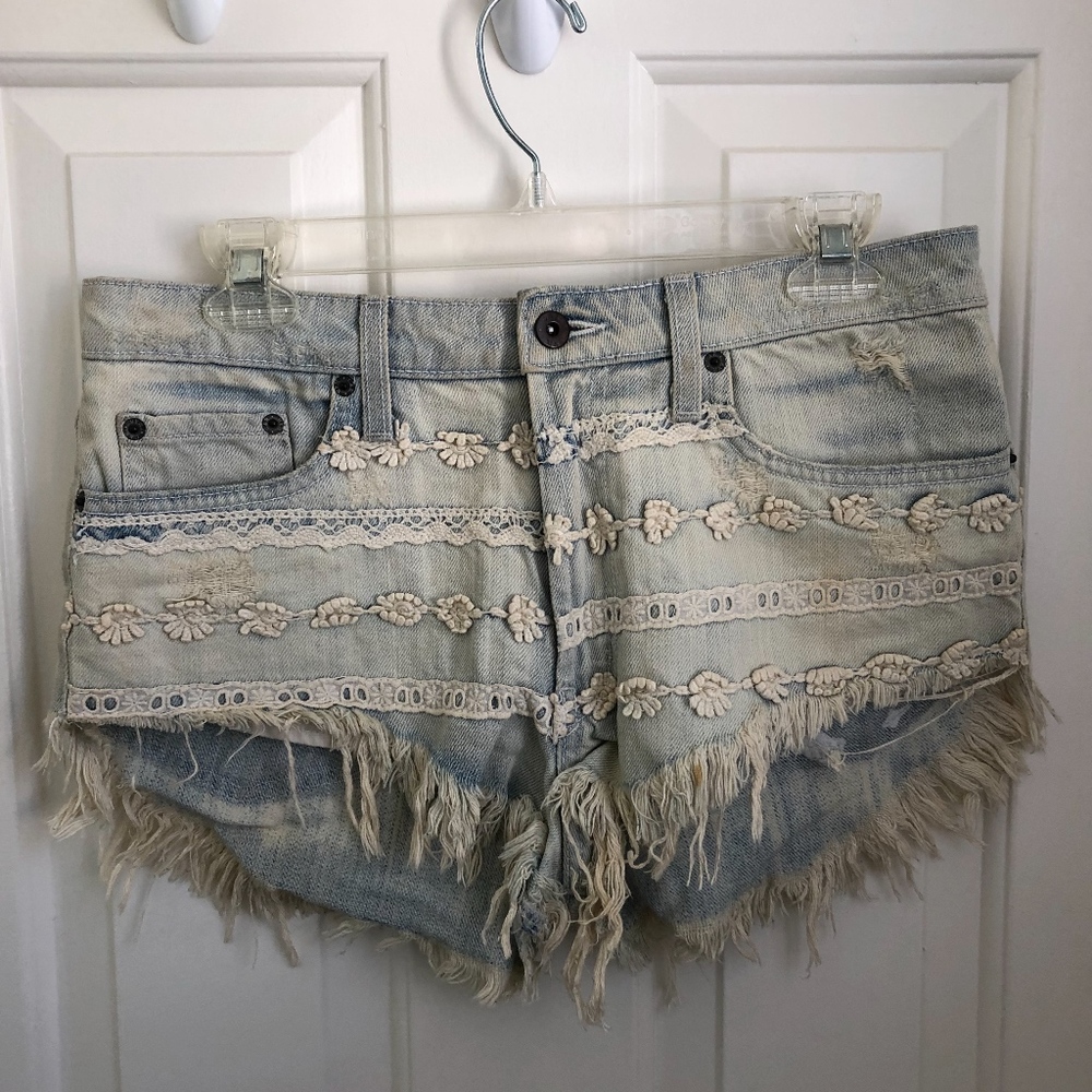 LF Carmar Denim Shorts with Crochet Detailing